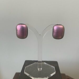 Vintage Dichroic Glass Metallic Iridescent Earrings
